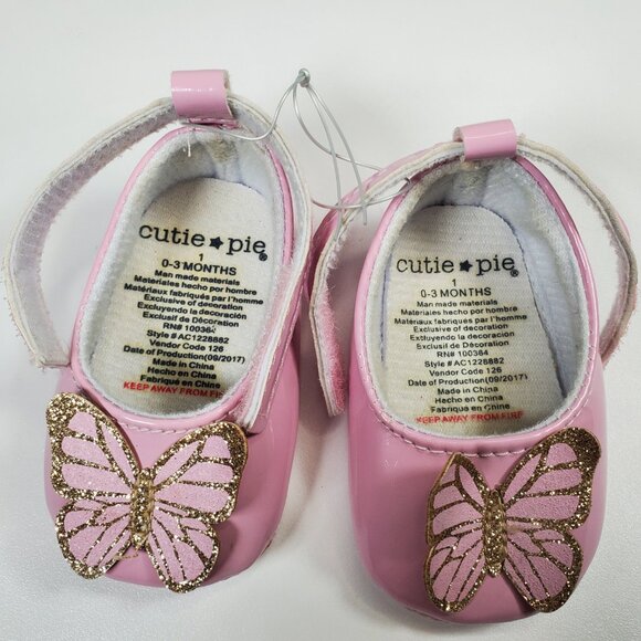 Pink Infant Shoes Butterfly Size 0-3 Months Never Worn - Picture 7 of 8